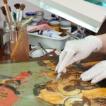 restoration of old icons in workshop