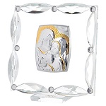 Obrazek Święta Rodzina srebrny laminat i girlandy kryształowe, 7x7 cm 150x150