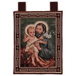 Gobelin Święty Józef z lilią rama uszy 50x40 cm