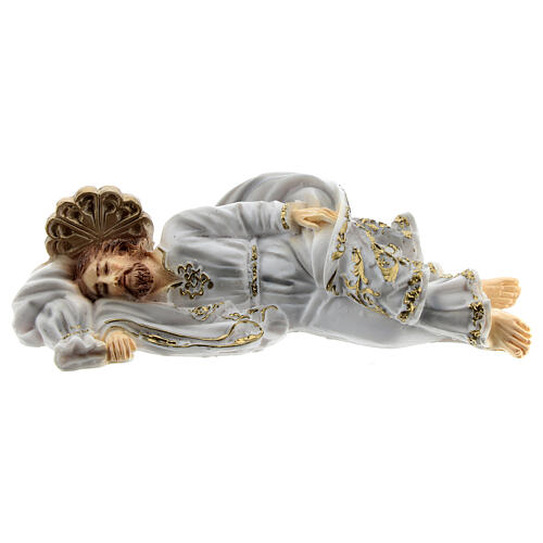 Święty Józef śpiący szata biała, proszek marmurowy 12 cm