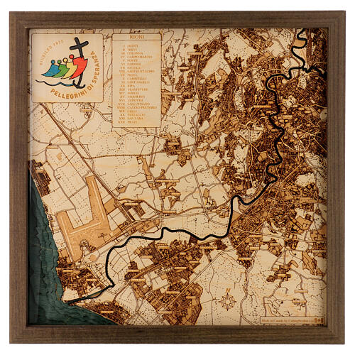 Mapa w drewnie wypukła Rzym Jubileusz 35x35 cm edycja limitowana